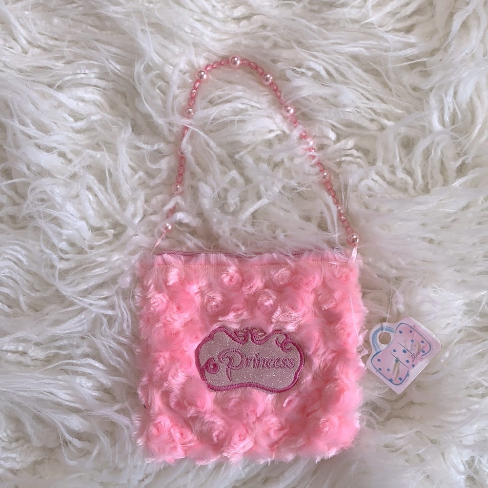 Fuzzy pink princess purse